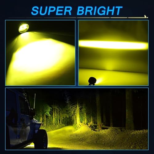 SAE Yellow Fog Lights, ACEC SHOP 2PCS 80W 3.5 Inch Round LED Fog Light Bars DOT Approved Street Legal Amber Pods Off Road Driving Light for Truck Pickup Wrangler Tacoma Tundra F150 UTV SUV Motorcycle