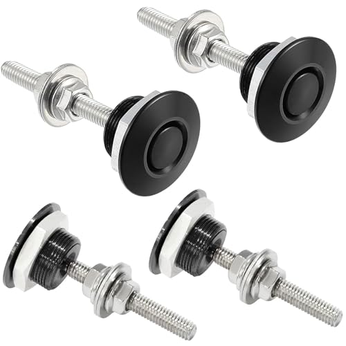 Doaho Pack of 4 Universal Aluminum Vehicle Hood Pins,Diameter 1.25" Quick Latch Bumper Release,Hood Pins for Race Car - Black