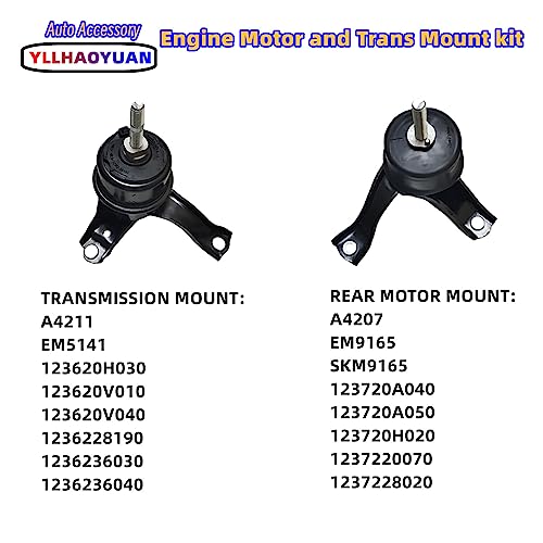Yllhaoyuan Engine Mount Set of 4 Compatible with 2007-2011 Camry 2.4L - Replaces A4211 A4207 A4274 A62009
