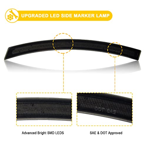 R&F Auto 4PCS Smoked Lens LED Front Rear Side Marker Lights Compatible with Corvette C7 (2014-2019) /Grand Sport/Stingray/Z06 /ZR1 Amber Red LED Sidemarker Lamps Bumper Turn Signal Lights