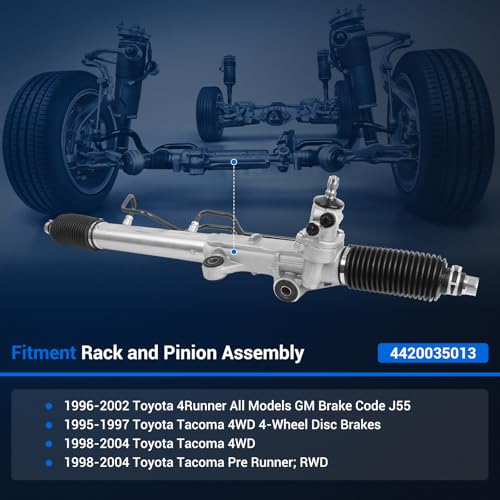Autoround Power Steering Rack and Pinion Assembly Compatible with Toyota Tacoma 1995-2004/ 4Runner 1996-2002 4WD RWD, Replace # 4420035013 26-2625