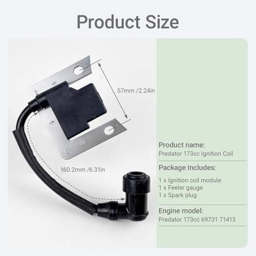 YAMAKATO Ignition Coil Part For Harbor Freight Predator 173cc Engine 5.5hp Vertical Shaft Engine 69731 71413 Lawn Mower