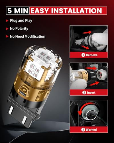 LASFIT 3157 LED Brake Light Bulb, 3057 3156 3157 LED Bulb Red, 1600LM/set Super Bright 3056 4057 4157 3457 for Automotive Tail Brake Lights, Stop Parking Light, Non-Polarity, Not for Trucks (2-Pack)