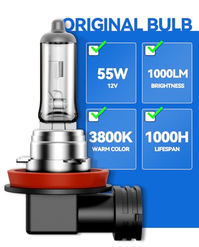 TIRARP H11 Headlight Bulbs, 2Pcs 12V 55W H11 Halogen Bulbs Replacement for Car Truck Headlight Bulb, 3800K Amber Yellow