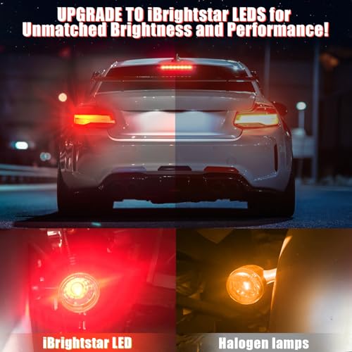 iBrightstar 1157 LED Bulb Red, BAY15D 2057 2357 7528 LED Brake Light Bulbs Super Bright for Rear Brake Lights and Tail Lights, 2 Pack