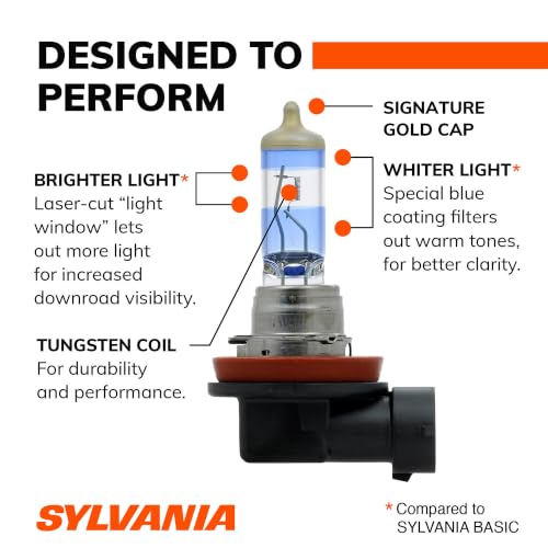 SYLVANIA - H11 SilverStar Ultra - High Performance Halogen Headlight Bulb, High Beam, Low Beam and Fog Replacement Bulb, Brightest Down Road with Whiter Light, Tri-Band Technology (Contains 2 Bulbs)
