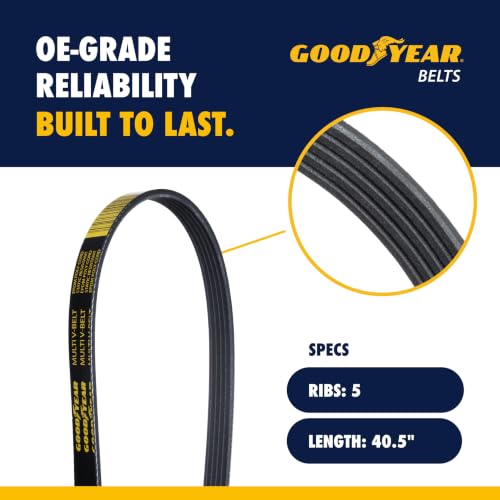 Goodyear Belts 1050405 Serpentine Belt, 5-Rib, 40.5" Length for 1988-2017 for 2011-2016 Buick & 2002-2014 Chevrolet & 1993-1997 Ford