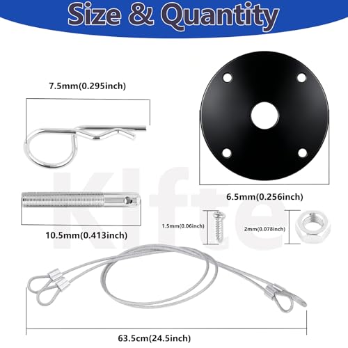 Klfte 2 Pack Trucks Hood Pin for Car, Stainless Steel Hood Pin Lock Clip with Racing Lanyard for Fixing Car Hood Cover & Reduce Shaking(Black)