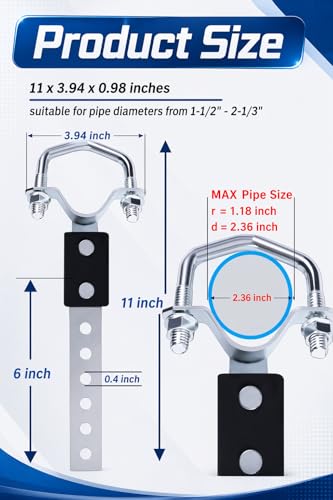 VOROBAWIN 4-Pack Universal Exhaust Hanger Brackets, Exhaust Hangers for 1", 1.5", 2" and 2.25" Pipes, Fits All Sizes from 1"-2.36", Bolt-On Swivel Muffler Hangers with Reinforced Rubber Pads