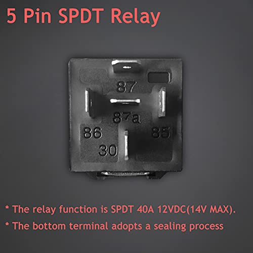 Hamolar 2 Pack 12V 40/30 Amp Car Relay DC 5 Pin SPDT and Harness - Heavy Duty 12 AWG Copper Wires Relays Kit for Automotive Truck Motorcycle Boat