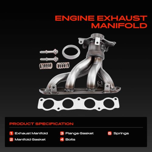A-Premium [DOHC L4 1.8L] Exhaust Manifold Kit Fit for Toyota Corolla Matrix 2009-2010 & Scion xD 2008-2012, W/Gaskets & Bolts & Springs, Replaces 171410T040 1714137050
