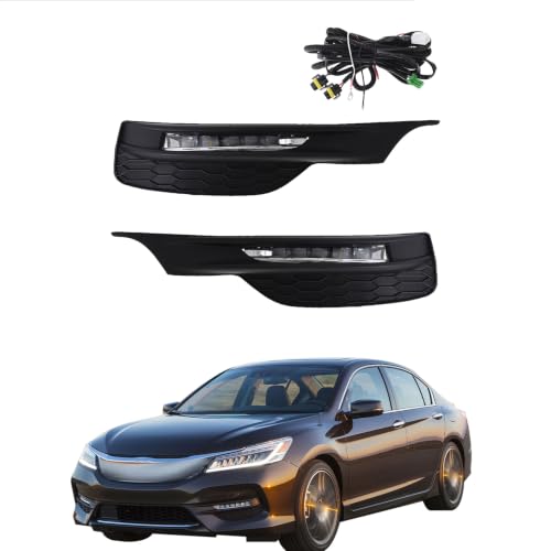 Nurniacl 1 Pair Fog Lights Assembly with Bezel Wiring Harness & Switch Left and Right Side Replacement for Accord Sedan 2DR 4DR 2016 2017