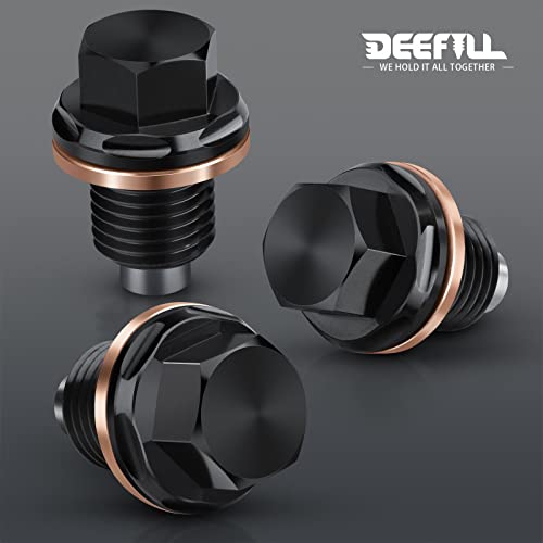 DEEFILL M14 x 1.5 Magnetic Oil Drain Plug T6 Aviation Aluminum with Crush Washer Gasket Compatible with Ford GM Hyundai KIA and More Select Models