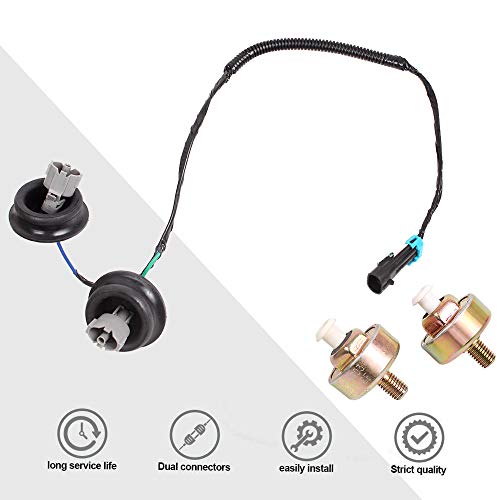 muge racing Knock Sensors with Wiring Harness Kit, LS Knock Sensor Kit Compatible with Chevy Silverado Tahoe Suburban Avalanche, GMC Sierra Yukon, Cadillac, 5.3 Knock Sensor Replace# 12589867 12601822