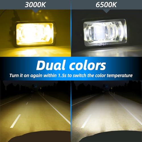 wideep Premium Dual colors LED Fog Light Assemblies For F150 2015-2020 Ford, Two-Tone White and Amber Light, For 17-19 F250/F350/F450 Super Duty, Plug and Play Anti-fog IP67 DC 12V, 2Pcs, JL3Z-7222-D