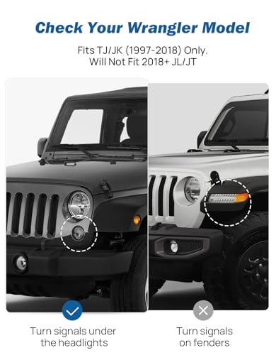 JOYTUTUS Mirrors Doors Off Compatible with Wrangler TJ JK JKU 1997-2018, Does Not Fit on Doors, Easy-Install Side View Mirrors, No Vibration & Wobble