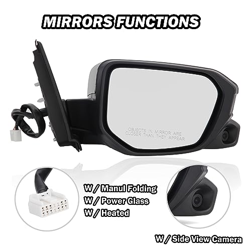 Passenger Side View Mirror Compatible with 2016-2021 Honda Civic Power Heated With Camera