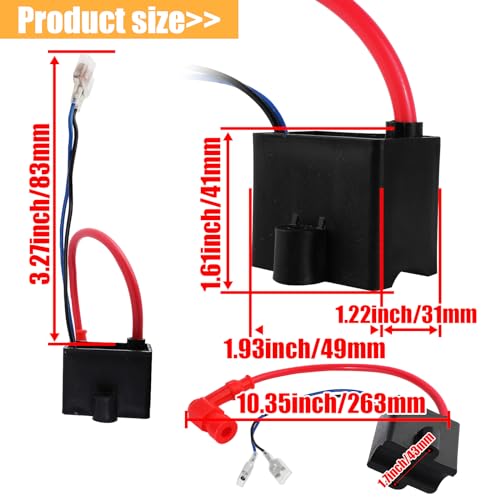 QAZAKY High Performance CDI Ignition Coil Compatible with 49cc - 50cc 60cc 66cc 80cc 2-stroke Engine Motor Motorized Bicycle Bike With Mounting Parts