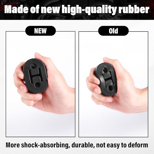 SINGARO Rubber Exhaust Hanger, Muffler Exhaust System, Heavy Insulator Support Bushing Installation, 2 Holes 0.47 Inch, High-Density Tailpipe Damping Hanger (2PCS Black)