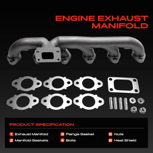A-Premium Exhaust Manifold Kit W/Gaskets & Nuts & Bolts [5.9L] Compatible with Dodge Ram 2500 3500 2004-2009
