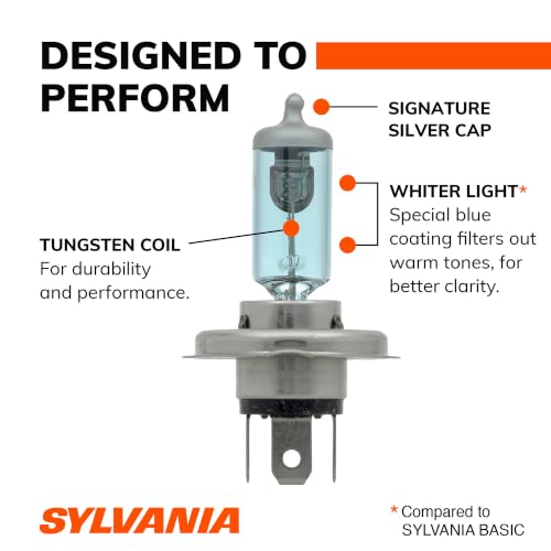 SYLVANIA - 9003 SilverStar - High Performance Halogen Headlight Bulb, High Beam, Low Beam and Fog Replacement Bulb, Brighter Down Road with Whiter Light (Contains 2 Bulbs)