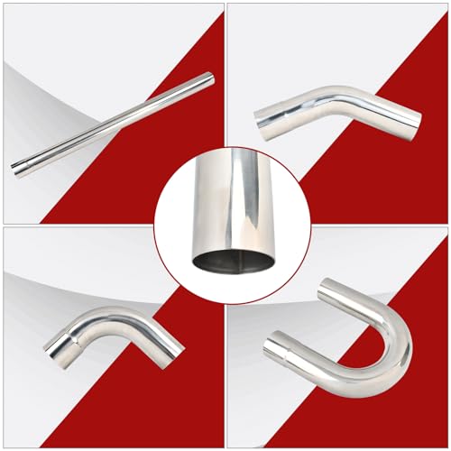 BIGREAT 3'' Inch DIY Custom Mandrel Exhaust Pipe Tube Pipe Industry Pipe,48'' Straight Pipe,3'' OD Straight & Mandrel Bend Pipe(45/90/180 Degree) Kit,T304 Stainless Steel,Universal Fitment-8PCS