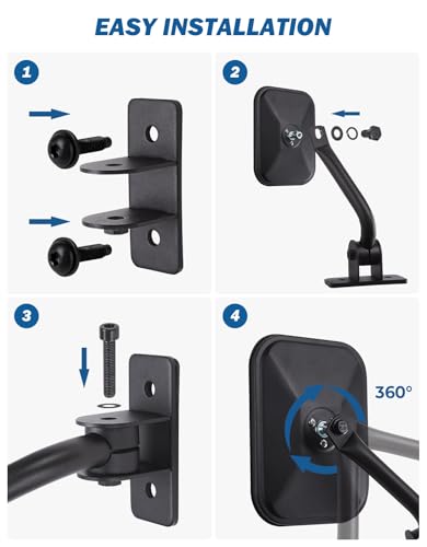 JOYTUTUS Mirrors Doors Off Compatible with Wrangler TJ JK JKU 1997-2018, Does Not Fit on Doors, Easy-Install Side View Mirrors, No Vibration & Wobble