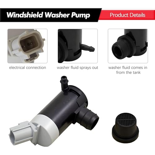Windshield Washer Pump w/Grommet Replacement for Ford E150 E250 E350 E450 F150 F250 F350 F450 F550 F650 F750 Replaces OEM WG-318 8C3Z17664A