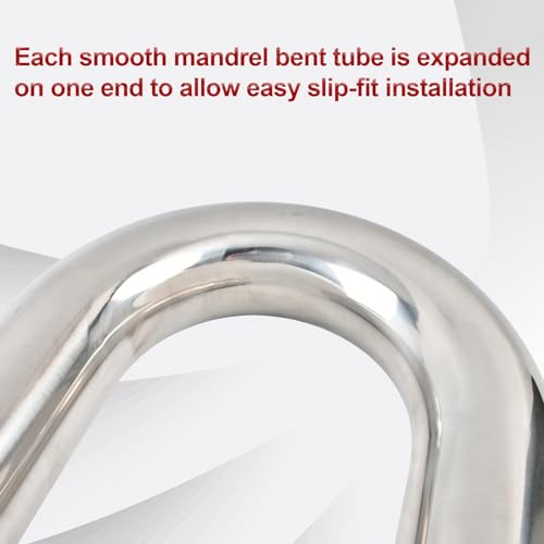 BIGREAT 3'' Inch DIY Custom Mandrel Exhaust Pipe Tube Pipe Industry Pipe,48'' Straight Pipe,3'' OD Straight & Mandrel Bend Pipe(45/90/180 Degree) Kit,T304 Stainless Steel,Universal Fitment-8PCS
