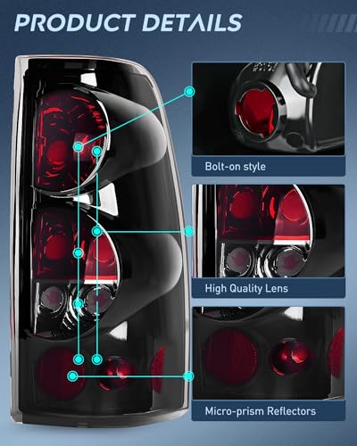 Nilight Taillight Assembly Compatible with 1999 2000 2001 2002 2003 2004 2005 2006 2007 Chevy Silverado 1500 2500 3500 99-02 GMC Sierra Rear Lamp Replacement with Classic Body OE Style