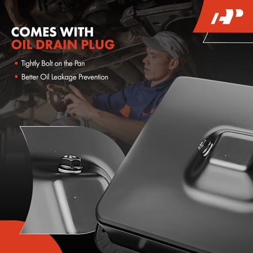 A-Premium Transmission Oil Pan with Drain Plug & Gasket Compatible with 4R70W 4R75W 4R75E AOD-E Transmission & Ford F-150 Crown Victoria Expedition Mustang & Mercury Cougar Grand Marquis Marauder