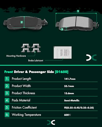 SCITOO Brake Pads Kits Front Semi-Metal Rear Ceramic 8pcs