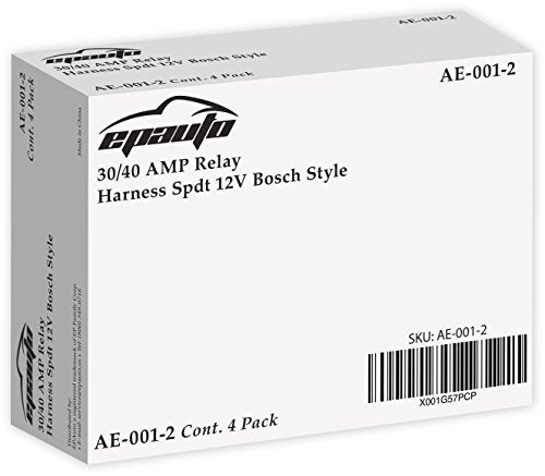 EPAuto 30/40 AMP Relay Harness Spdt 12V Bosch Style - 4 Pack