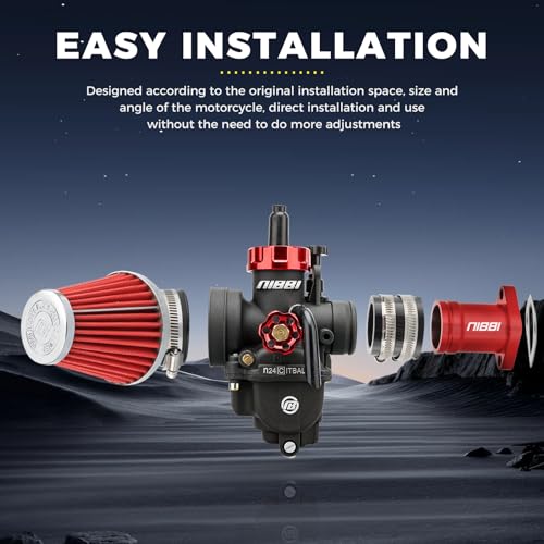 NIBBI PE24mm Carburetor Kit for Predator 212,Upgrade for Coleman Predator 196cc 212cc 224cc Engine Performance Parts with Intake Manifold 48mm Air Filter(Red)