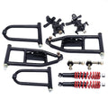 12'' Front Suspension Shock Swing Arm Full Kit Upper Lower Steering Knuckle Spindle Kit For ATV Quad Bike Go Kart Buggy DIY Parts Front Suspension Swingarm Assembly 3 Holes Flange