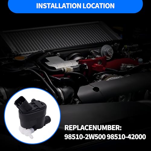 HiSport 98510-2W500 Windshield Washer Pump - Compatible with Genesis GV70/GV80 Hyun Elantra GT Santa Fe/Fe Sport/Fe XL Veloster Kia Carnival/Seltos/Sportage/Telluride - Replace 98510-4Z000