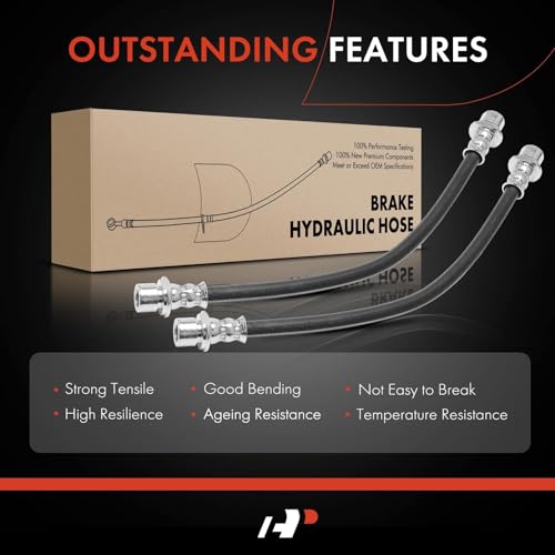 A-Premium Brake Hydraulic Hose Compatible with Toyota and Scion Models - Tacoma 2005-2020, Tundra 2000-2006, 4Runner 1996-2002, Yaris 2006-2019, Sequoia 2001-2007, xD 2008-2014, Paseo, Tercel - 2PC