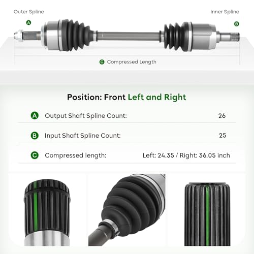 Pair (2) Front CV Axle Shaft Assembly Fit for Honda Civic 1.8L L4 (Automatic Transmission Only) 2006-2013, Civic 1.8L 2014-2015 Only Fit Natural Gas Submodel, Sedan, Automatic Transmission only