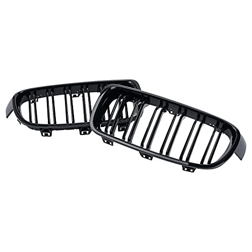 DEKEWEI F30 Grill, Double Slats Gloss Black Kidney Grille,ABS Plastic,2pcs