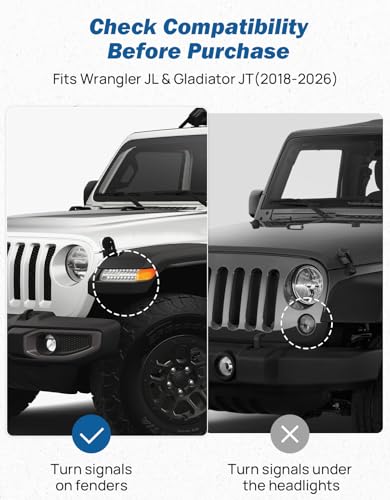 JOYTUTUS Mirrors Doors Off Compatible with Wrangler JL Gladiator JT 2018-2026, Wrangler JL Side Mirrors with Doors Off Wider View No Vibrate & Wobble (Patented), Not Fit Doors On