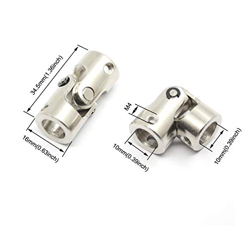Befenybay 2 Pcs 10mm to 10mm Universal Joint Shaft Coupling with Screws for Motor