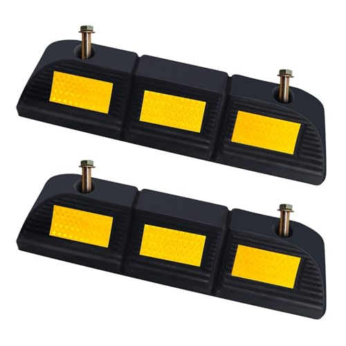 WECARLLE Parking Stopper for Garage Parking Aid 2 Pack Block, Car Truck Curb Floor Parking Lot Wheel Tire Stops Bumpers with Bolt Installation, Rubber Vehicles Aid Gadgets