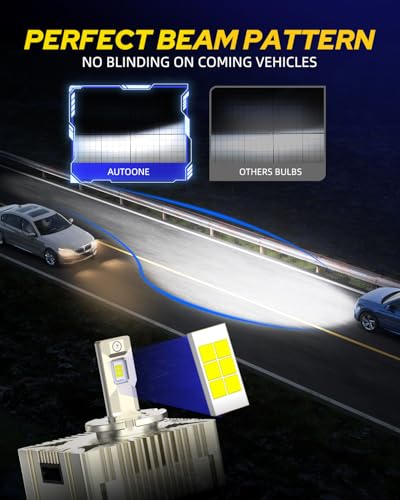 AUTOONE D5S Bulb, 12 Times Brighter D5S D5R Bulb, 3 Min Quick Install, 20 Years Lifespan, No Flicker