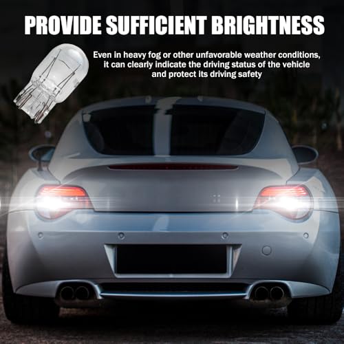 10PCS 7443 Bulb, Car Brake Lights, 1891/7443 12V 21/5W Quartz Glass Shockproof Anti-UV Dual-filament Mini Halogen Bulbs, Universal T20 Automotive Brake Bulb Car Accessory for Cars Trucks SUVs (White)