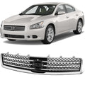 CarPartsDepot Grille Comaptible With Nissan Maxima 2009-2014 Chrome Shell Black Insert Mesh Upper Grill NI1200231 620709N00A