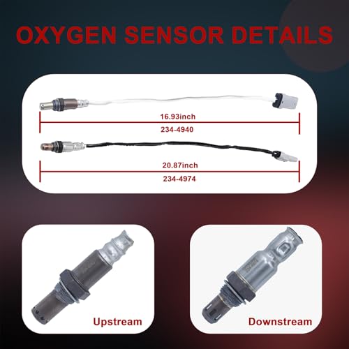 4PCS Oxygen O2 Sensor Upstream Downstream 234-4940 234-4974 for Chevy Silverado 1500 GMC Sierra 1500 4.3L 5.3L 6.2L 2014-2017, Chevrolet Suburban Tahoe GMC Yukon Cadillac Escalade 2015 2016 2017 2018