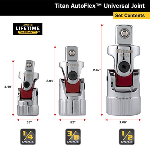Titan 85505 3-Piece Auto Flex Universal Joint Socket Set