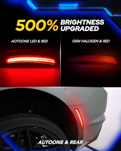 AUTOONE LED Side Marker Lights Red & Yellow Compatible with Dodge Charger 2015-2023, Front & Rear Fender Side Markers, Smoked Lens Driver & Passenger Side Bumper Lights, 4PCS