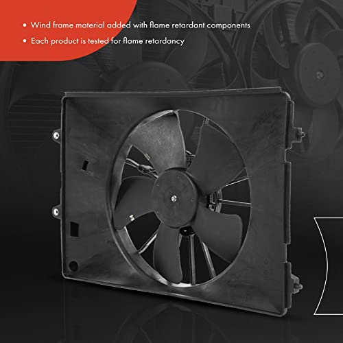 A-Premium Left Engine Radiator Cooling Fan Assembly Compatible with Select Honda Models - Ridgeline 2006 2007 2008 - Replace# 19015RJEA01, 19020RJEA01