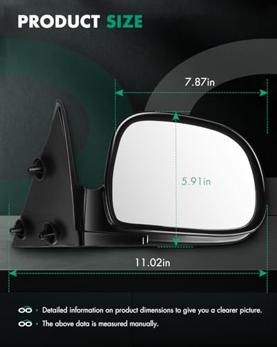SCITOO Side View Mirrors fit 1994-1998 For Chevy Blazer S10 1994-1998 For GMC Jimmy S-15 Sonoma 1996-1998 For Isuzu Hombre 1996-1998 Olds Bravada (Pair) Left+Right Mirrors Manual Foldable Black
